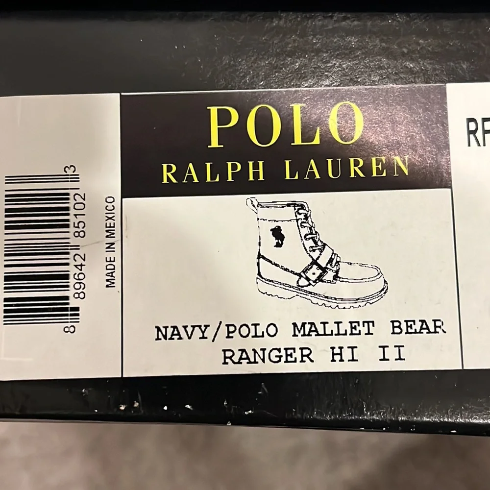 Polo Ralph Lauren Ranger Mallet Bear Boots GS Boys Girls blue Youth Size 2
